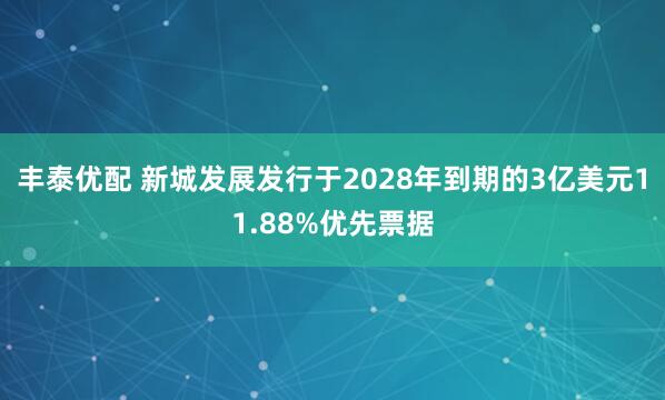 丰泰优配 新城发展发行于2028年到期的3亿美元11.88%优先票据