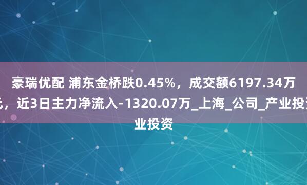 豪瑞优配 浦东金桥跌0.45%，成交额6197.34万元，近3日主力净流入-1320.07万_上海_公司_产业投资